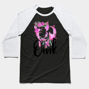 Pig Pink Flower Design. Baseball T-Shirt